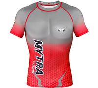 Mytra Fusion Compression Base Layer Shirt MMA Kickboxing Gym Fitness Training Top (Red, Small)