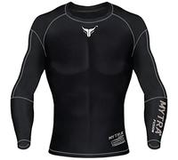 Mytra Fusion Compression Top Rash Guard MMA Fitness Training Top (Black-Grey, Medium)