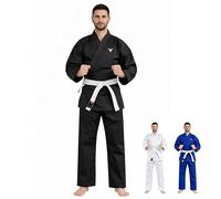 Mytra Fusion Karate Suit Uniform Multiple Sizes and Colors Jiu Jitsu, BJJ Gi Ultra Lightweight Jujitsu Gi for Men, Women & Kids (Black, 5/180)