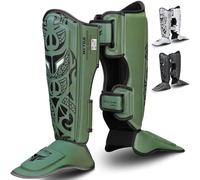 Mytra Fusion Kickboxing Shin Guards for Men & Women - Lightweight MMA, Muay Thai Shin Pads with Foam Padding & Adjustable Straps for Sparring & Training (Olive Green, S/M)