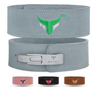 Mytra Fusion Leather Weight lifting power lifting back support belt weight lifting belt men weight lifting belt women weightlifting belt (Large, Grey)