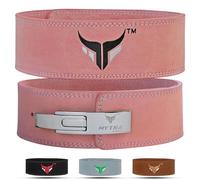Mytra Fusion Leather Weight lifting power lifting back support belt weight lifting belt men weight lifting belt women weightlifting belt (Large, Pink)