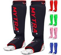 Mytra Fusion Shin Instep Guard Stretchable Polyester Fabric Padded Kickboxing Shin Guards Lightweight Training Shin Guards Muay Thai, MMA, Martial Arts Shinguards for Men & Women