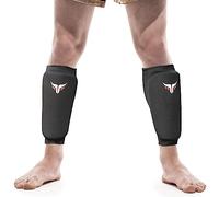 Mytra Fusion Shin Pad G-Tech Padding Elasticated Kick Boxing Muay Thai Training (L/XL, Black)