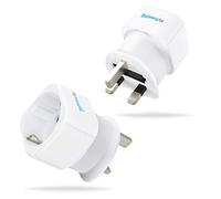 MyTravelPal EU to UK Plug Adapter (2 Pack) | Europe Schuko 2 Pin to 3 Pin