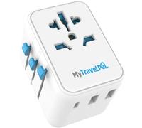 MyTravelPal Universal Travel Adapter with USB C | Worldwide Travel Adapter | UK Safety Standards | Universal Plug Adapter with USB-C | International Travel Plug For Europe, USA, UK, Australia