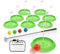 Mytrix Mini Golf Game Set, Indoor Mini Golf Course for Adults Includes 9 Holes, 4 Balls, Dry-Erase Scorecard, and Golf Putter, Build Your Own Miniature Golf Course at Home Office Green Backyard