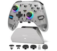 Mytrix Pro PC Controller with Charing Dock, Wireless Bluetooth 2.4G Wired Multi-Platform Controllers Hall Effect Joysticks Hall/Micro 2-in-1 Triggers, 1000Hz Report Rate 4 Macro Keys ABXY MicroSwitch