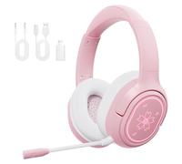 Mytrix Sakura Wireless Gaming Headset for PC, PS4, PS5, Mac, Switch, Surround Sound, 50mm Drivers, 2.4GHz & Bluetooth Gaming Headphones with Noise Cancelling Mic, Over Ear Headphones for Xbox - Pink