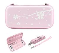Mytrix Switch Carry Case Compatible with Nintendo Switch/OLED/Lite Console, Accessories and Games, Portable Hardshell Pouch Girl Storage Bag, Animal Crossing Cherry Pink