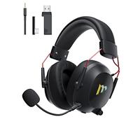 Mytrix Tac Master 2.4GHz Wireless Gaming Headset with Noise Canceling Microphone for PC, PS4, PS5, Mac, Bluetooth 5.3 Gaming Headphones with RGB Light, Surround Sound, 50H Battery (Black)
