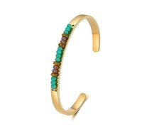 Mytys Open Gold Bracelets-Charm Beaded Cuff Bracelets-Adjustable Ankle Bracelets Jewelry Gifts for Women