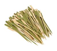 MYUANXI 200 Pcs 18cm Natural Green Bamboo skewers for Appetizers Fruit Sausage Flat Burgers Cocktail Sticks Barbecue Kebabs Snacks Buffets Party Wooden Paddle Skewer