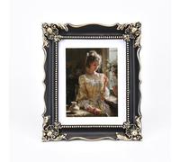 MYUANXI 6x8 Vintage photo frame black Antique picture frames with Mat for 5x7 Ornate picture frames Baroque Tabletop Wall Hanging Home Decor poster Photo frame
