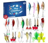 MYUPDALIN Christmas Countdown Fishing Advent Calendar 2025, Fishing Lure Countdown Calendar, Bait Set Suitable for Fishing Enthusiasts (Green)