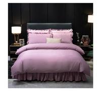 MYUYEE 100 Thread Count Light Luxury Cotton Four Piece Set Solid Color Premium Forged Face Bed Sheet Quilt Cover Long Staple Cotton (F-King)