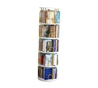 MYUYEE 360° Rotating Bookshelf, 5-Tier Bookcase & Cd Storage Rack, Stylish Book Shelf Organizer For Library, Bedroom, Living Room & Office - Gold Finish