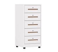 MYUYEE 5-Drawer Locking Metal File Cabinet - Secure Vertical Storage For Home Office Stylish Organization For Legal & Letter Size Documents Durable & Space-Saving Solution (White-One Size)