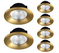 MYUYEE 5W,7W,9W,12W Brass Eyeball Ceilling Potlight Pack Of 6,Retrofit Led Downlight Gold Gold Bezel Trim Can Lights 3/4/5Inch Round Ceiling Panel Light Spot(12W-3000K)