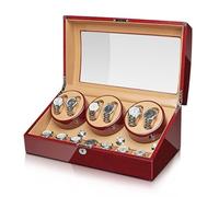 MYUYEE Automatic Watch Winder Wood Shell Piano Finish Storage Display Box Stop With Silent Motor Flexible Watch Pillow Fit Lady And Man Watches When You Open The Lid Featured (6+7)