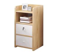 MYUYEE Bedside Table Narrow End Table Wood-Based Panel W/Lock 2 Drawers Bedside Dress 22.5 * 32 * 55Cm Bedside Cabinet(Wood)