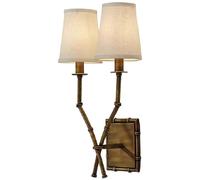 MYUYEE Bedside Wall Mount Light, Double Head Classic 2-Light Wall Sconces Fixtures With White Linen Fabric Shade And Antique Brass Stem For Bathroom Bedroom (Set Of 1)
