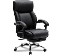 MYUYEE Big Tall Executive Boss Chair Ergonomic Swivel High Back Leather Computer Desk Chairs With Padded Armrests Lumbar Support For Meeting Room Lunch Break(Black)