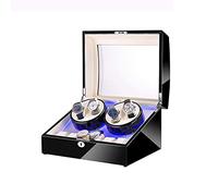 MYUYEE Black 4+6 Automatic Watch Winder Box,With Led Light, In Wood Shell And Leather, Piano Paint Exterior, Super Quiet Motor (E-A)