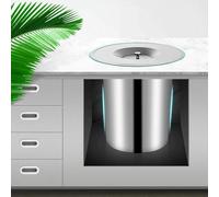MYUYEE Built-in Trash Can with Flip Lid for Kitchen Countertop, Stainless Steel Waste Chute for Home, Restaurant, and Hotel Use (29cm)