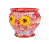 MYUYEE Ceramic Hand Painted Succulent Flower Pots 8.6 Inch Large Pottery Pots For Indoor Outdoor Plants Decorative Ceramic Vase For Flower Arrangement Home Decor,Red