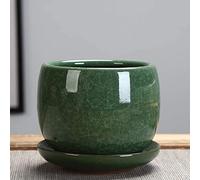MYUYEE Ceramic Ice Crack Succulent Plant Pot With Tray Cactus Plant Pot Flower Pot Container Planter For Home Garden Office Decoration Containers Flowing Glaze Pots (E,E-9.5CM