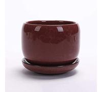 MYUYEE Ceramic Ice Crack Succulent Plant Pot With Tray Cactus Plant Pot Flower Pot Container Planter For Home Garden Office Decoration Containers Flowing Glaze Pots (H,H-9.5CM