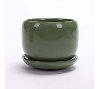 MYUYEE Ceramic Ice Crack Succulent Plant Pot With Tray Cactus Plant Pot Flower Pot Container Planter For Home Garden Office Decoration Containers Flowing Glaze Pots (G,G-9.5CM
