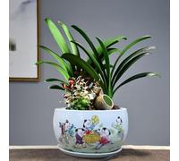 MYUYEE Ceramic Planter Ceramic Flower Pot Set Porcelain Bonsai Pot Large Orchid Planter With Drainage Hole And Saucer Tray For Indoor Outdoor Garden Indoor Planters,Yellow