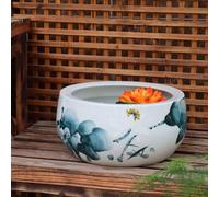 MYUYEE Ceramic Planter Pot For Indoor Plants Without Drainage Hole Chinoiserie Jingdezhen Flower Planter Handmade Plant Pot Garden Planter Succulent Plant Pot Utensil,Green-15.3