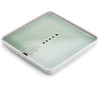 MYUYEE Ceramic Tea Tray,Tasteful Bamboo Chinese Gongfu Table Mini Square Kongfu Plate With Water Storage Function For Home Office Teahouse (Green 28X28X4Cm)