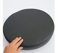 MYUYEE Chair Pads,Thick Faux Leather Seat Cushion, Round Solid Color Chair Cushion Memory Foam Removable Cover Not-Slip Pouf,Color:Ocean Blue (Black 45x45x8cm(18x18x3inch))