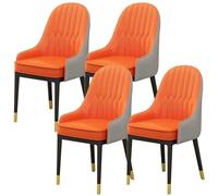 MYUYEE Chairs Modern Kitchen Chair Casual Dining Table And Arm Negotiation Pu Leather High Back Padded Soft Seat Living Room Metal Legs Bedroom (I-2 Piece Set)