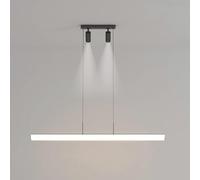 MYUYEE Chandelier, 39.3" Modern Black Linear Pendant Light Led Dimmable Long Strip Tube Linear Chandelier With Spotlights Minimalism Hanging Light For Dining(With Spotlights)