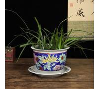 MYUYEE Chinese Ceramic Planter Porcelain Flower Pot Hand Stacked Glaze Bonsai Pot Decorative Plant Pot Jingdezhen Pastel Porcelain Planter For Table Centerpiece Home,F-24 * 16cm
