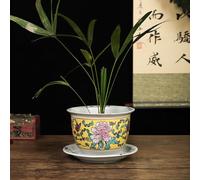MYUYEE Chinese Ceramic Planter Porcelain Flower Pot Hand Stacked Glaze Bonsai Pot Decorative Plant Pot Jingdezhen Pastel Porcelain Planter For Table Centerpiece Home,B-34 * 23cm