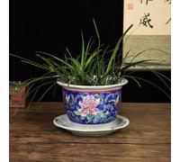 MYUYEE Chinese Ceramic Planter Porcelain Flower Pot Hand Stacked Glaze Bonsai Pot Decorative Plant Pot Jingdezhen Pastel Porcelain Planter For Table Centerpiece Home,A-21 * 14cm