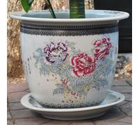 MYUYEE Chinoiserie Ceramic Planter Hand Painted Planter Ceramic Flower Pots Chinese Oriental Bonsai Pot Decorative Plant Pots Succulent Orchid Planter With Saucer For,C-34 * 23cm