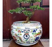 MYUYEE Chinoiserie Decor Bird And Lion Head Plant Pots Oriental Chinese Ceramic Flower Pots Decorative Calligraphy Ink Dish Collection Level Plant Pot For Indoor And,
