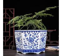 MYUYEE Chinoiserie Jingdezhen Hand Painted Blue And White Porcelain Flower Pot Ceramic Pot Large Indoor Household Green Plant Flower Gardening Potted Plant Large,A