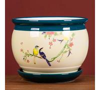 MYUYEE Chinoiserie Outdoor Decor Ceramic Planter Jingdezhen Porcelain Flower Pots Chinese Bonsai Pot Bohemia Decorative Plant Pot Bonsai Pot Table Centerpiece For Home,A-17 * 14cm