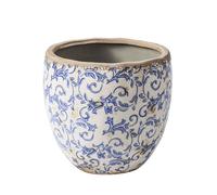 MYUYEE Chinoiserie Plant Pots Blue And White Flower Pot Round Ceramic Planters For Indoor Plants Pots With Drainage Hole Retro Planter Pot For Succulents Cactus,5.1