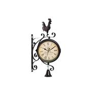 MYUYEE clock wall clock Double Sided Wall Clock Double Sided Wall Clock Garden Porch Wall Hanging Retro Station Clock Home Decor Outdoor Two Faces Antique Round Silent Clock Silent running to ma