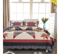 MYUYEE Cotton Quilt Set 3Pcs Bedspread On The Bed Handmade Patchwork Bed Cover King Size Summer Coverlet,Bed Sheets (1-230X230Cm)