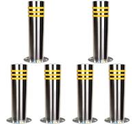 MYUYEE Delineator Post Cone Driveway Caution Sign 24 Inch Stainless Steel Bollard Post with Reflective Strips Parking Blocker Barriers Safety Bollards for Parking,Silver 6Pcs-H60cm/23.6in